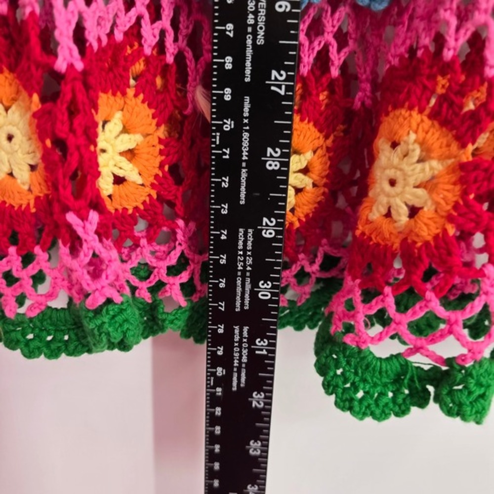 Y Apparel USA Womens Crochet Tube Dress Multicolor Striped Granny Square Lined - Picture 8 of 9